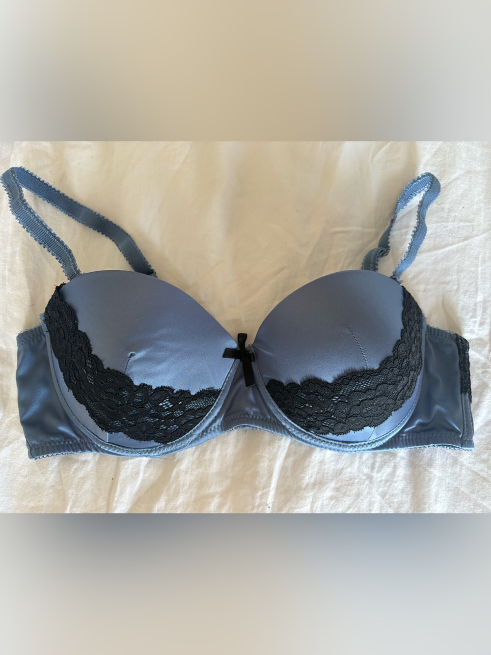 sophie b. Blue Bra with Black Lace Accent